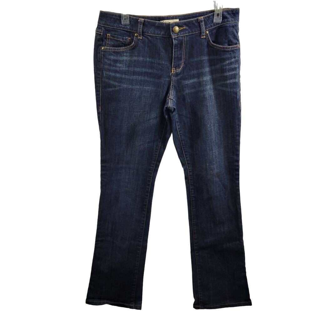 Women's Dark Blue Stretch Jeans - Classic Straight Leg